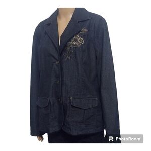Vintage Coviction Sport Beaded Denim Jean Jacket